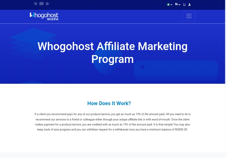 Whogohost Affiliate program