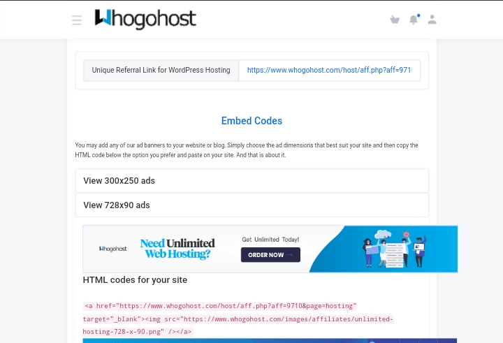 Whogohost Affiliate program website